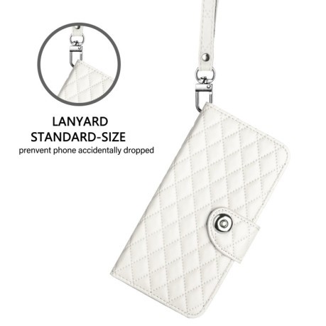 Чохол-книжка Rhombic Texture Flip Leather для iPhone 16e - білий