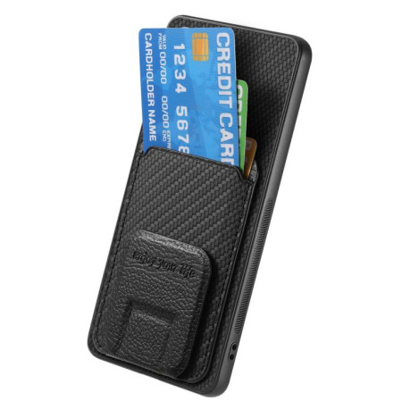Противоударний чехол Carbon Fiber Card Bag для Realme 14 Pro+ - чорний