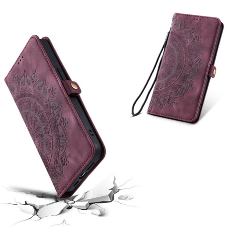 Чохол-книжка Totem Embossed Magnetic Leather для Xiaomi 15 Pro - винно-червоний