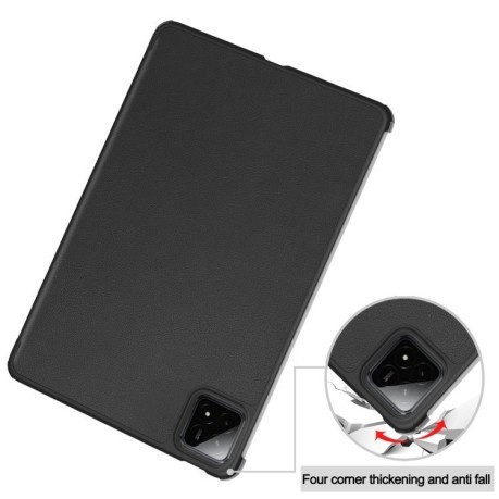 Чехол Custer Texture Three-folding Sleep/Wake-up для Xiaomi Pad 7 / 7 Pro- черный