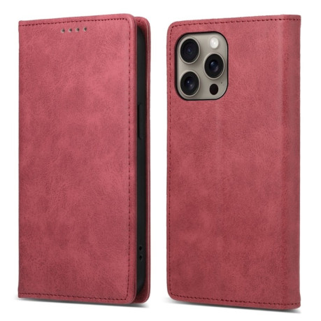 Чехол-книжка Business Solid Color Magnetic RFID Leather на iPhone 16 Pro Max - красный