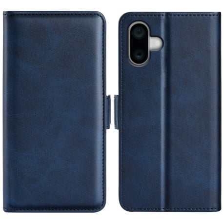 Чехол-книжка Dual-side Magnetic Buckle для iPhone 16 - синий