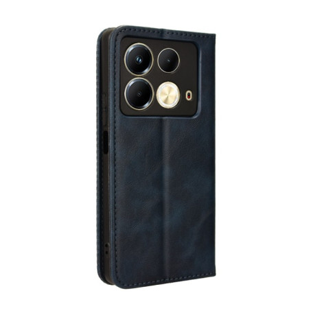 Чехол-книжка Magnetic Buckle Retro Crazy Horse Texture на Infinix Note 40 4G - синий