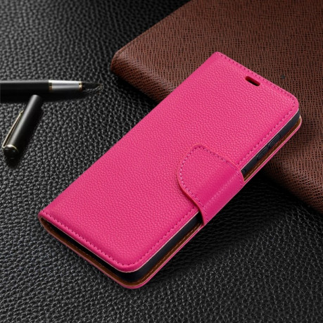 Чохол-книжка Litchi Texture Pure Color Samsung Galaxy S21 - пурпурно-червоний