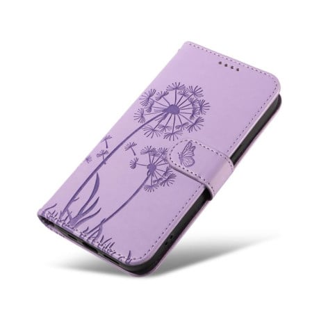 Чохол-книжка з тисненням Dandelion та магнітним хлястиком на Samsung Galaxy S25 FE 5G - фіолетовий