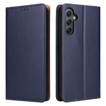 Кожаный чехол-книжка Fierre Shann Genuine leather Samsung Galaxy A34 5G - синий