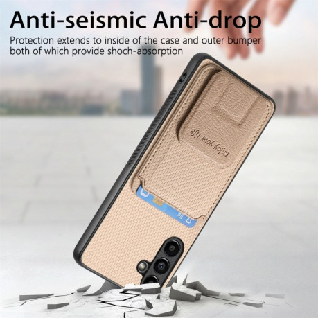 Противоударный чехол Carbon Fiber Card Bag для Samsung Galaxy A35 5G - хаки