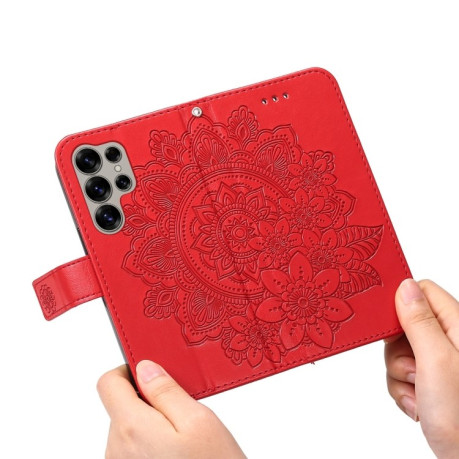 Чохол-книжка 7-petal Flowers Embossing  для Samsung Galaxy S25 Ultra 5G - червоний