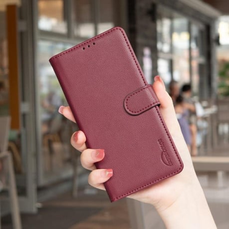 Чехол-книжка Litchi Texture RFID Anti-theft Leather для Motorola Edge 60 Pro - червоний