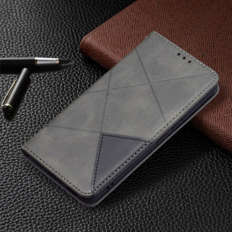 Чохол-книга Rhombus Texture на Samsung Galaxy S22 5G - сірий