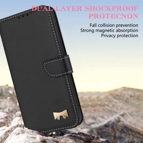 Чехол-книжка Metal Bow Leather для Xiaomi Redmi Note 14 4G 164.84mm - черный