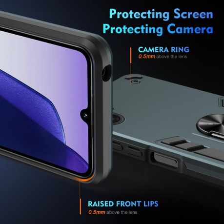 Ударозащитный чехол Metal Ring Holder для Samsung Galaxy A07 4G - зеленый