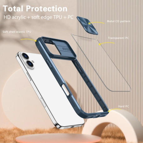 Чохол протиударний Sliding Camshield Acrylic Hybrid для iPhone 16 Pro - синій