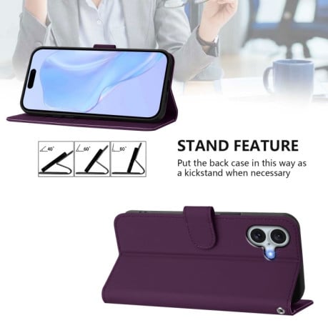 Чехол-книжка Skin Feel S-type для iPhone 16 Plus - фиолетовый