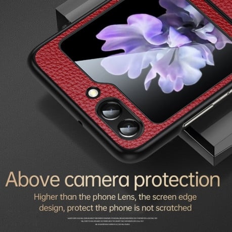 Чехол SULADA Litchi Texture Leather на Samsung Galaxy  Flip 6 - красный