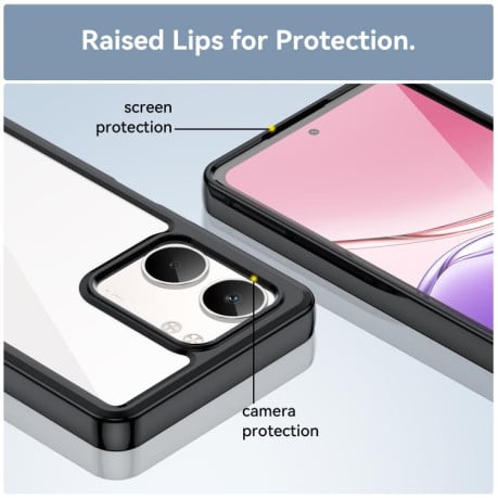 Чехол Colorful Acrylic Series с цветним бампером на OPPO A5x 5G - черный