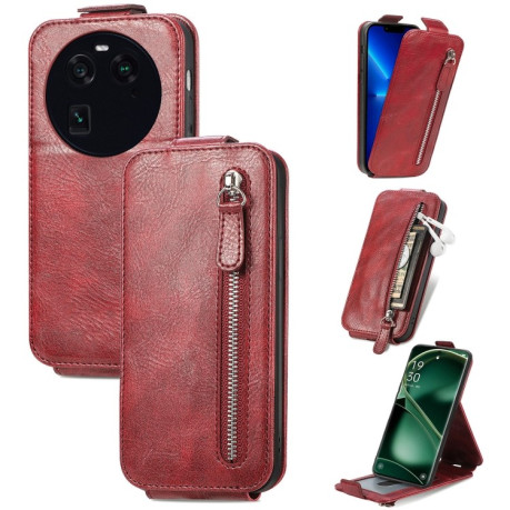Фліп-чохол Zipper Wallet Vertical для OPPO FInd X6 - червоний