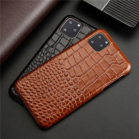 Кожаный чехол EsCase Crocodile Skin-like на iPhone 11 Pro-коричневый