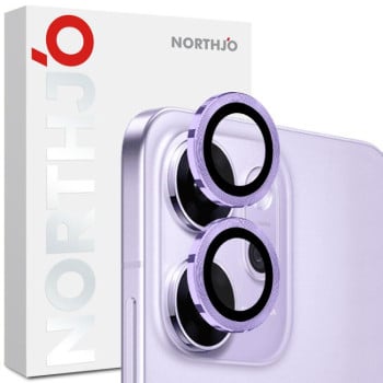 Защитное стекло на камеру NORTHJO Camera Lens Protector CD Metal Ring на OPPO Reno14 F 5G — фиолетовое