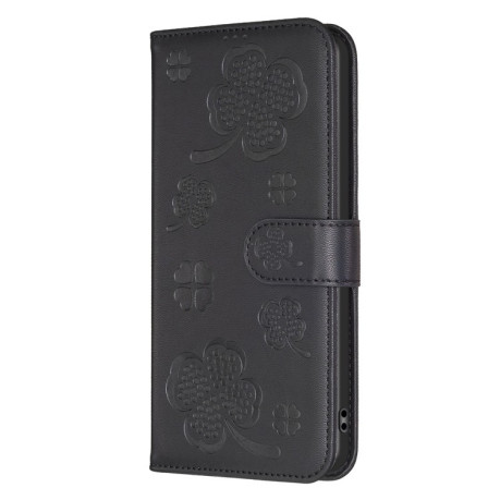 Чехол-книжка Four-leaf Clasp Embossed на Xiaomi Redmi Note 14 5G/Poco M7 Pro 5G - черный