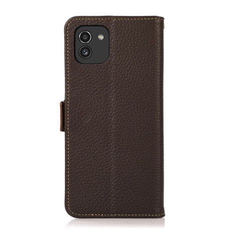 Шкіряний чохол-книжка KHAZNEH Genuine Leather RFID для iPhone 12/12 pro - коричневий