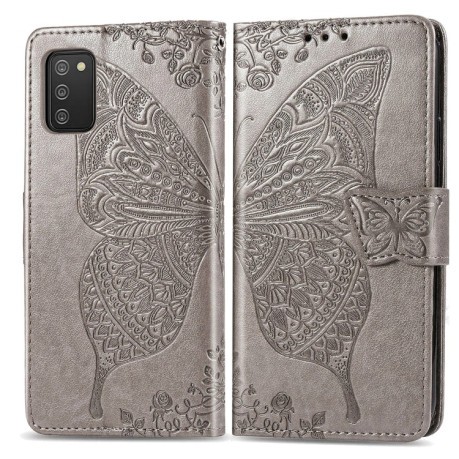 Чехол-книжка Butterfly Love Flowers для Samsung Galaxy A03s - серый