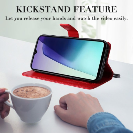 Чехол-книжка Embossed Butterfly для Xiaomi Redmi 14C 4G/Poco C75/Redmi A4 5G - красный