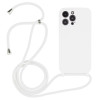 Чехол Crossbody Lanyard Liquid Silicone Caseна iPhone 15 Pro - белый