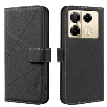 Чохол-книжка Geometric Pattern RFID Leather для Infinix Note 40 Pro 4G / 40 Pro+ 5G - чорний