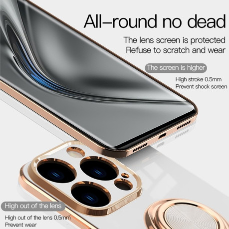 Противоударный чехол 6D Electroplating Full Coverage with Magnetic Ring для iPhone 14 - серый