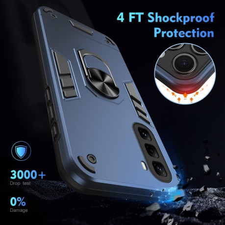 Ударозащитный чехол Metal Ring Holder для Infinix Hot 50 Pro 4G - синий