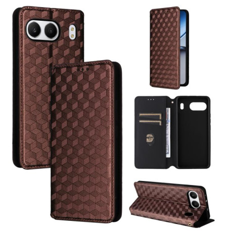 Чехол-книжка Cubic Grid Calf Texture для OnePlus Nord 4 - коричневый