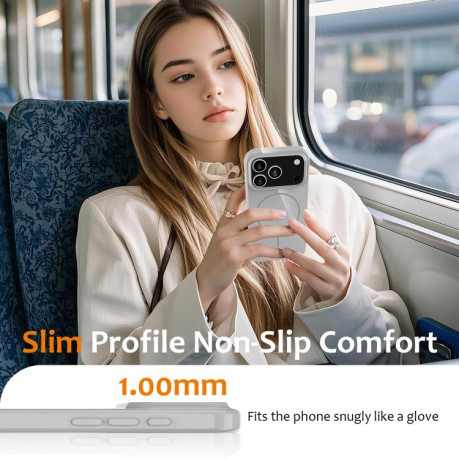 Противоударный чехол Glossy TPU Shockproof MagSafe на iPhone 17 Pro - белый