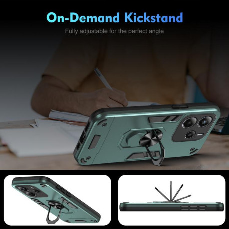Ударозащитный чехол Shockproof Metal Ring Holder для Xiaomi Redmi Note 14 4G 164.84mm - зеленый