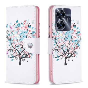 Чехол-книжка Colored Drawing Pattern для Realme C55 - Tree