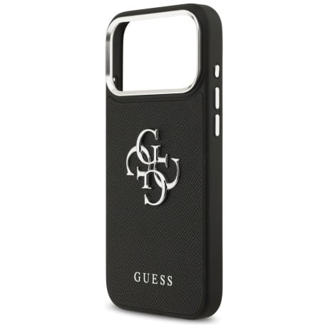 Оригинальный чехол Guess Grained Big 4G Classic Logo на iPhone 17 Pro Max - black