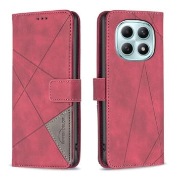 Чохол-книжка з фактурою Rhombus і магнітним хлястиком для Redmi Note 15 Pro 4G Global 165.8mm — червоний