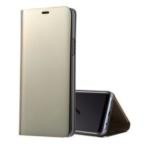 Чехол- книжка Clear View  на Samsung Galaxy S9/G960 PU Electroplating Mirror золотой