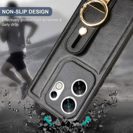Противоударный чехол Wristband Leather Back для Infinix Zero 30 4G - черный