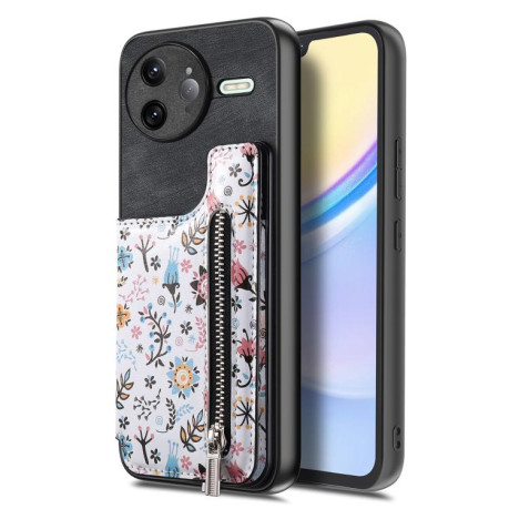 Протиударний чохол Retro Painted Zipper Wallet для Xiaomi Poco F7 Ultra 5G - чорний