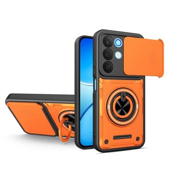 Протиударний чохол зі шторкою камери Sliding Camshield та кільцем-підставкою на Realme 15x India / C85 5G — оранжевий