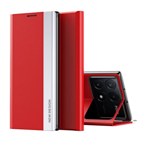 Чохол-книжка Electroplated Ultra-Thin для Xiaomi Poco F6 Pro - червоний