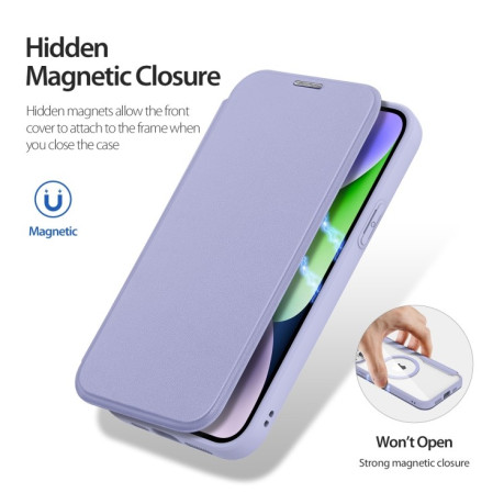 Чехол-книжка DUX DUCIS Skin X Pro Series Magsafe на iPhone 15 Plus - фиолетовий