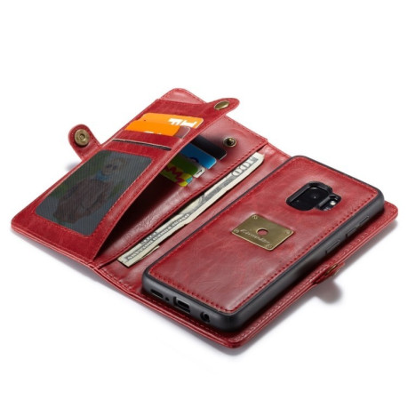 Кожаный чехол-книжка CaseMe на Samsung Galaxy S9 Crazy Horse Texture со встроенным магнитом-красный