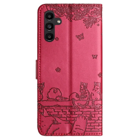 Чохол-книжка Cat Embossing Pattern Samsung Galaxy S24 FE 5G - червоний