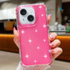 Ударозащитный чехол Glittery Powder на iPhone 15 - пурпурно-красный