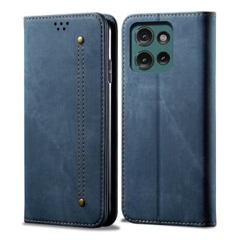 Чохол-книжка з джинсовою тканиною casual на Motorola Moto G75 5G - синій