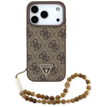 Оригинальный чехол Guess 4G Strap Triangle Logo с MagSafe на iPhone 17 Pro - brown