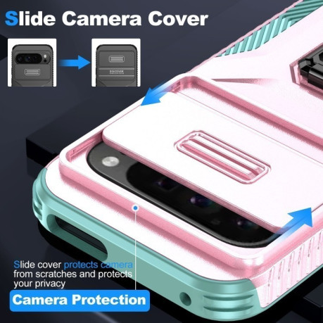 Протиударний чохол Sliding Camshield для Google Pixel 9 Pro XL - Pink + Grey Green