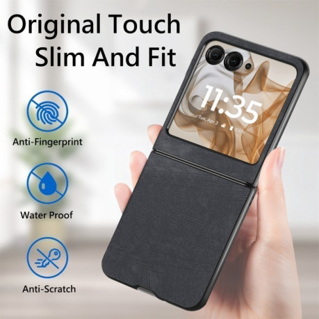 Чохол Vintage Leather PC Back Cover на Motorola Razr 50 Ultra - чорний